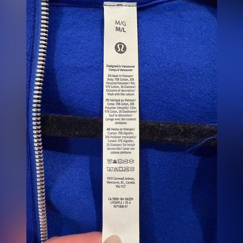 Auth. ✅ NWOT Lululemon Full Zip Scuba in “Riverside/Mirror Silver” Size M/L💙 - Picture 4 of 10